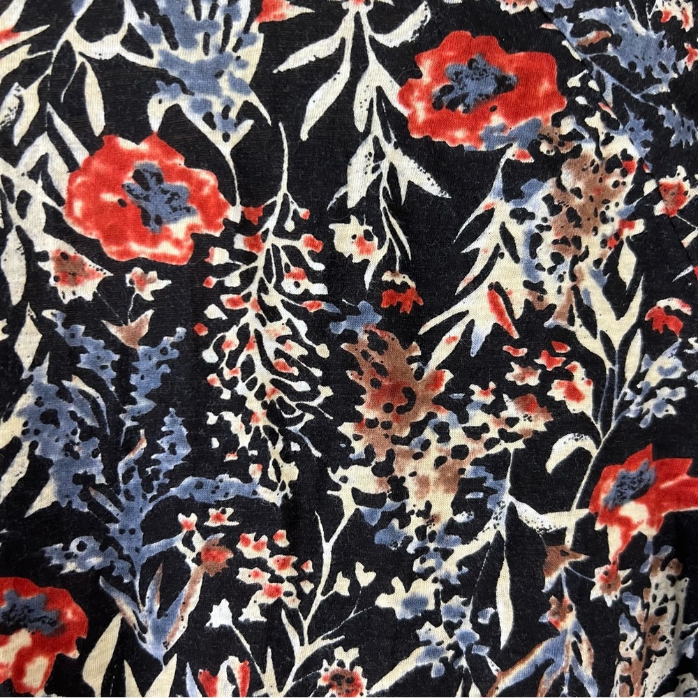 Lucky Brand Modal/Cotton Blend Elastic Pleated Front Floral Printed Boho Top - Picture 11 of 13